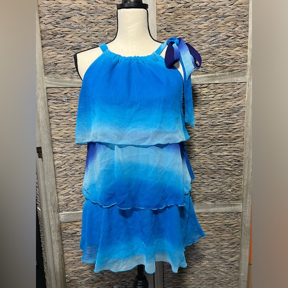 Lane Bryant Blue Sheer Layered Summer Sleeveless Tank Cami Blouse, Size 14 - Picture 1 of 5